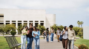 People walking in university campus