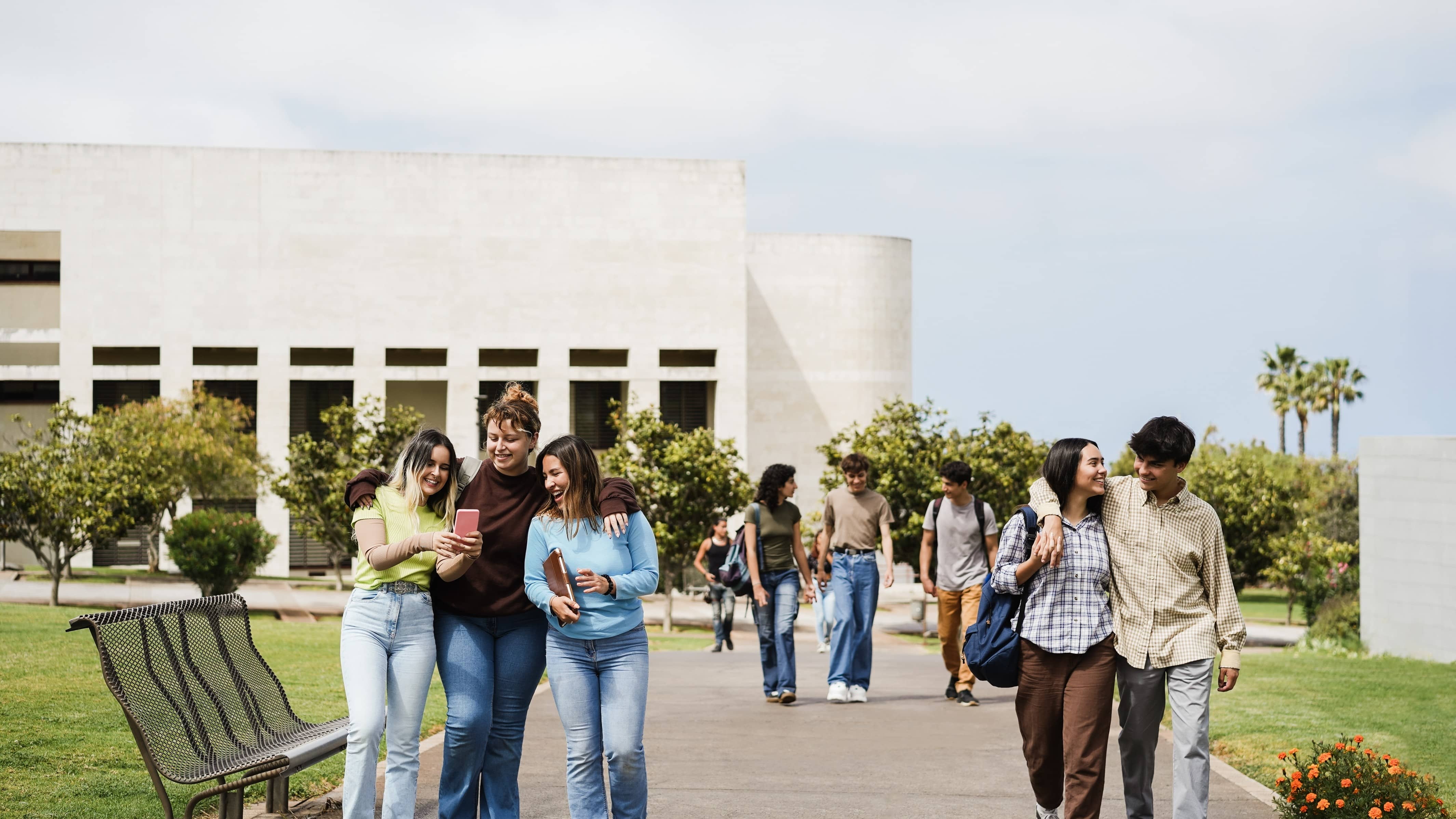 People walking in university campus