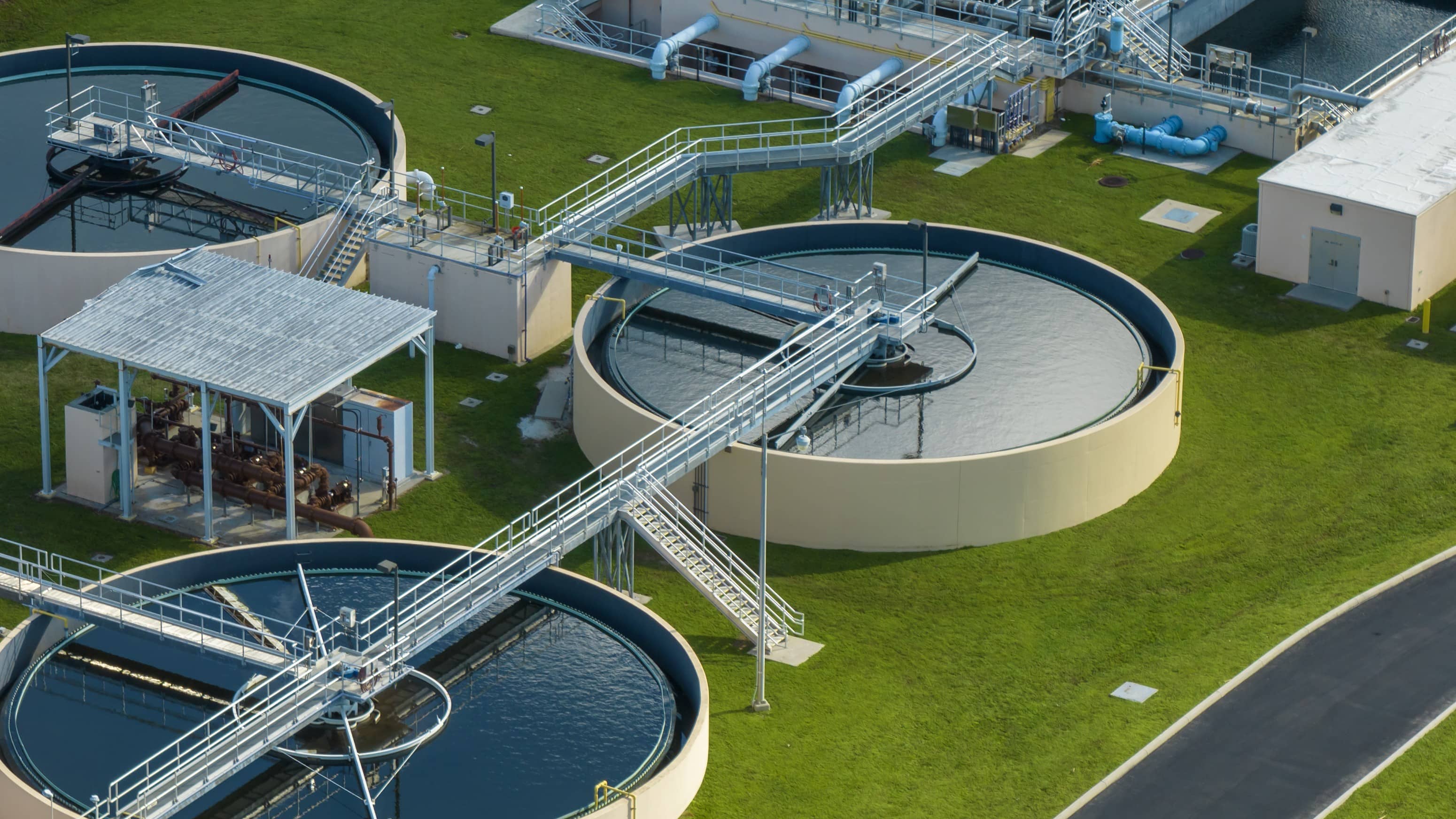 aerial view of water treatment factory